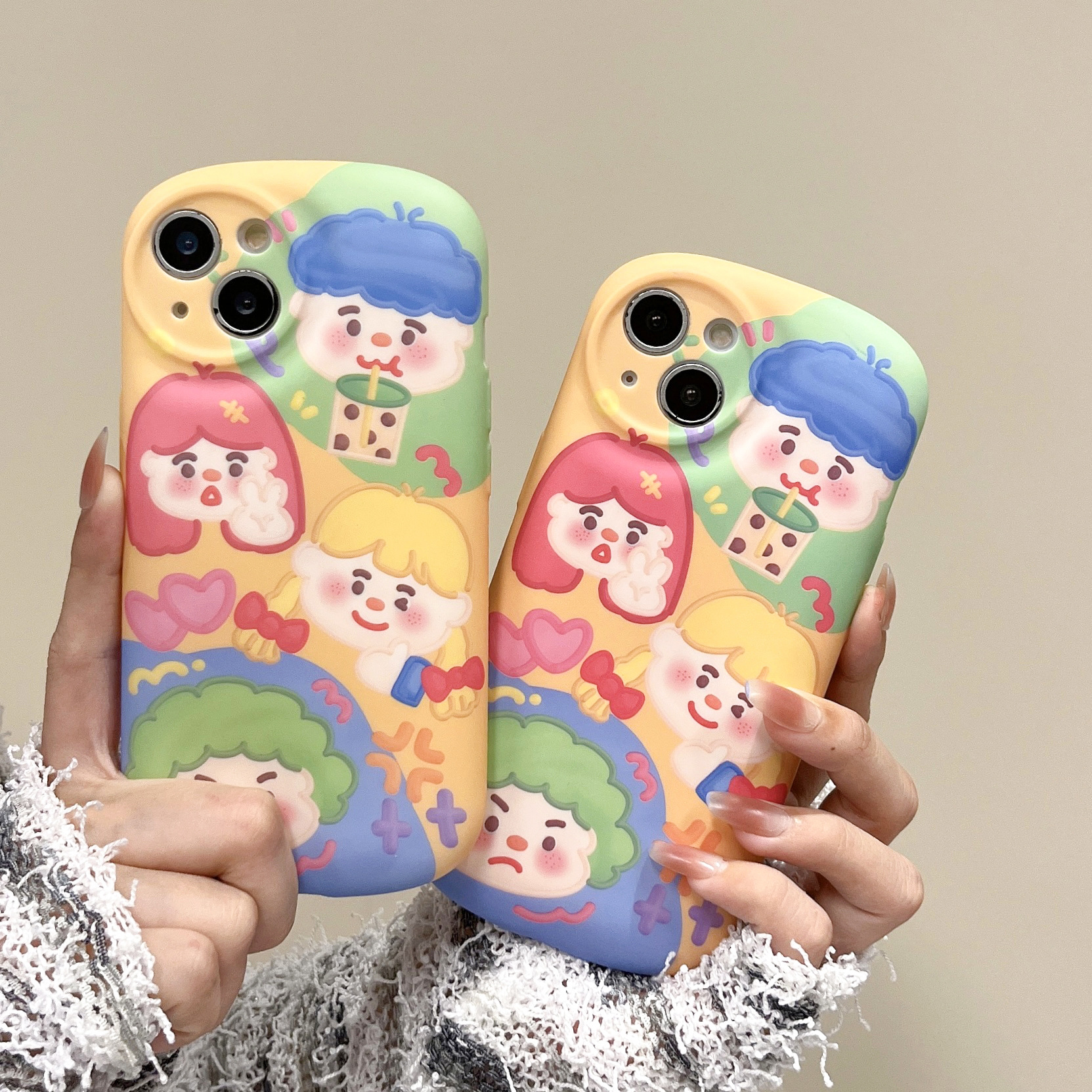 卡通人物头像适用iphone14pro max苹果13手机壳11/12椭圆液态软壳