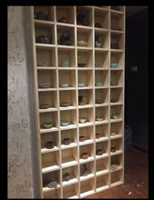 实木格子架茶壶展示架置物架木隔板创意挂墙墙面搁板、壁架搁板、