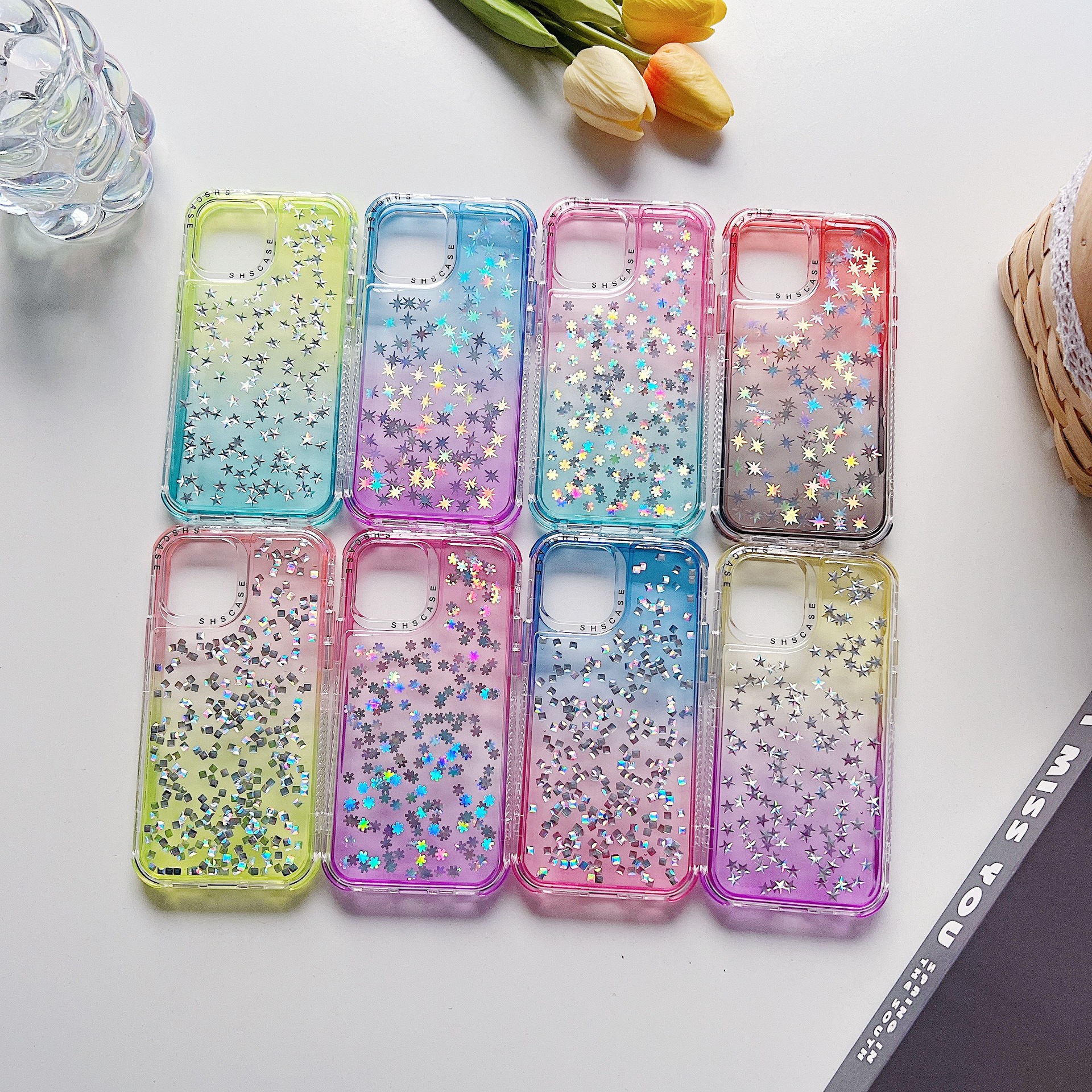 新款跨境外贸适用苹果13promax立体镭射保护套iphone15滴胶手机壳