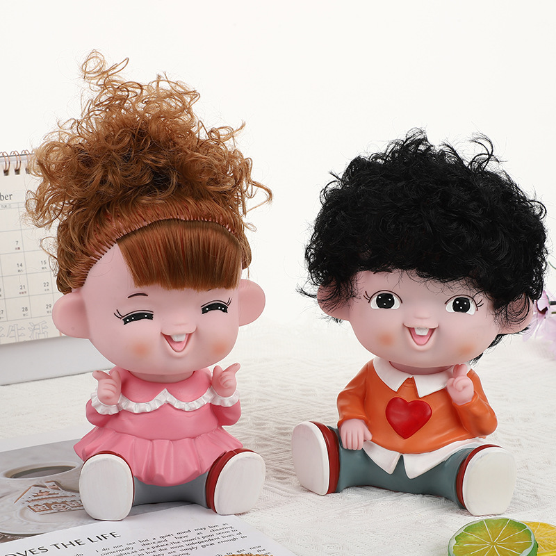 Beautiful Gift for Lovers Children's Room Decoration Cartoon Vinyl Black Doll Shaking Head Happy and Sad Doll Direct Supply