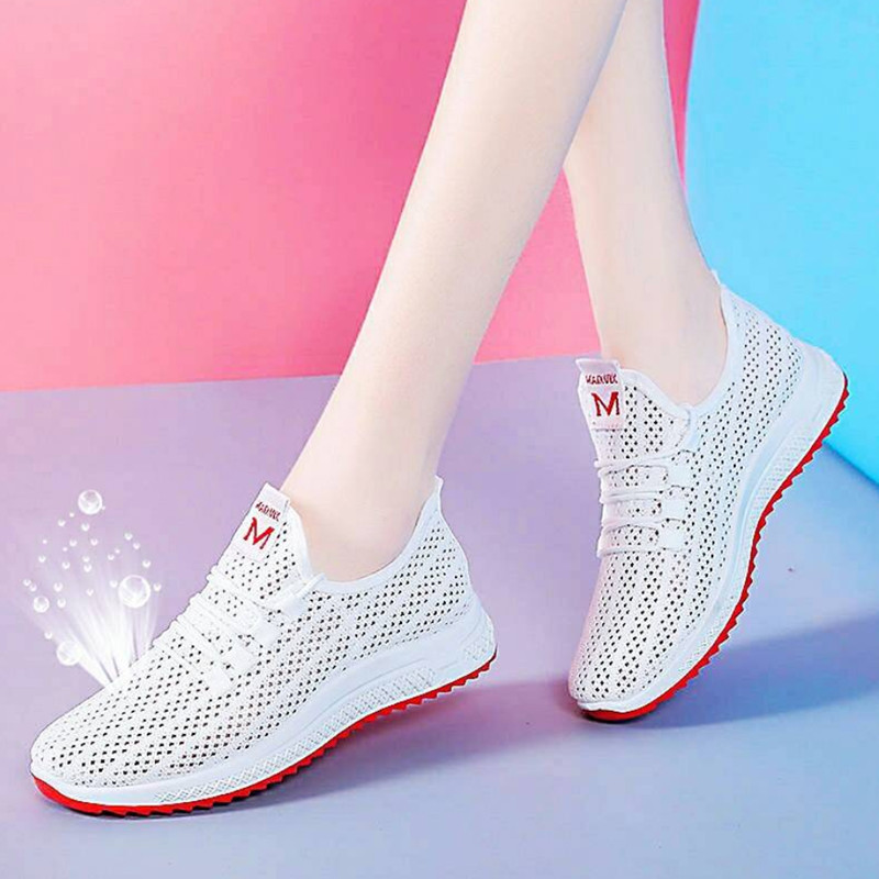 Hollow Mesh Surface Sneaker Women's White Shoes Spring, Summer and Autumn 2022 New Breathable Mesh Shoes Casual Shoes Lightweight Soft Sole