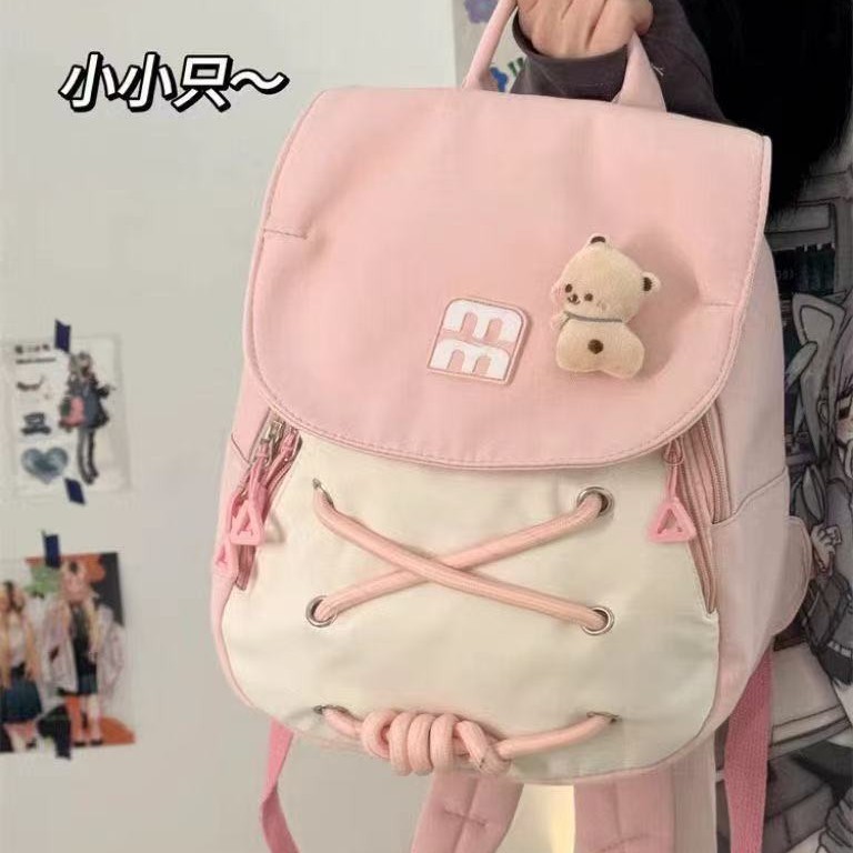 ins风可爱少女双肩包 小巧背包轻便通勤包大学生旅行日系小书包女