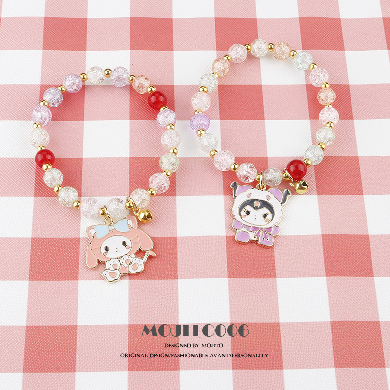 Women's Korean-Style Simple Cute Clow M Double-Layer Crystal String Beads Bracelet Simple Mori Style Student Girlfriends Bracelet