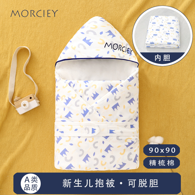 冬季新生儿包被婴儿加厚夹棉保暖抱被宝宝抱毯棉芯可拆卸内胆襁褓