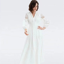 白色连衣裙女法式优雅气质重工显瘦2023夏装新款长裙