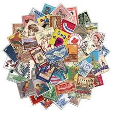 50张复古旅行邮票贴纸包 怀旧邮戳系列 手帐日记DIY素材装饰贴画