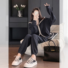 休闲运动套装女春秋学生韩版宽松小个子港风卫衣外套跑步服两件套