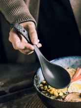 大汤勺家用厨房日式陶瓷复古创意商用汤碗长柄汤勺大号瓷勺盛汤无