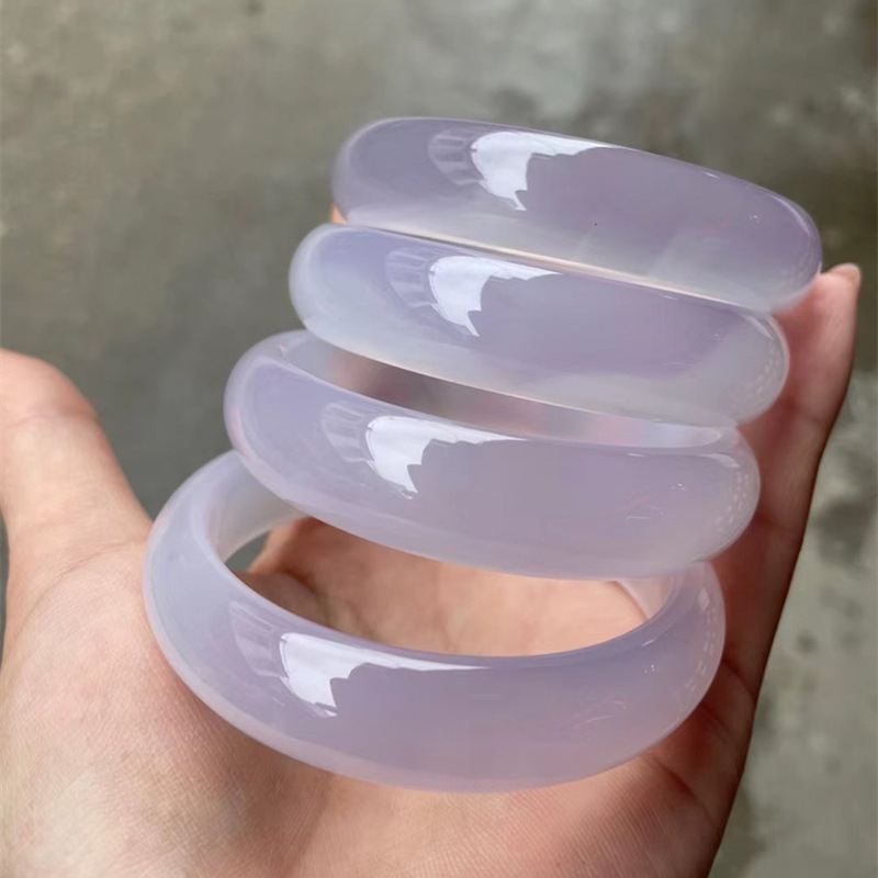 玉髓冰种紫色玉镯玛瑙紫色窄版清新荔枝冻手镯ins简约风玛瑙批发