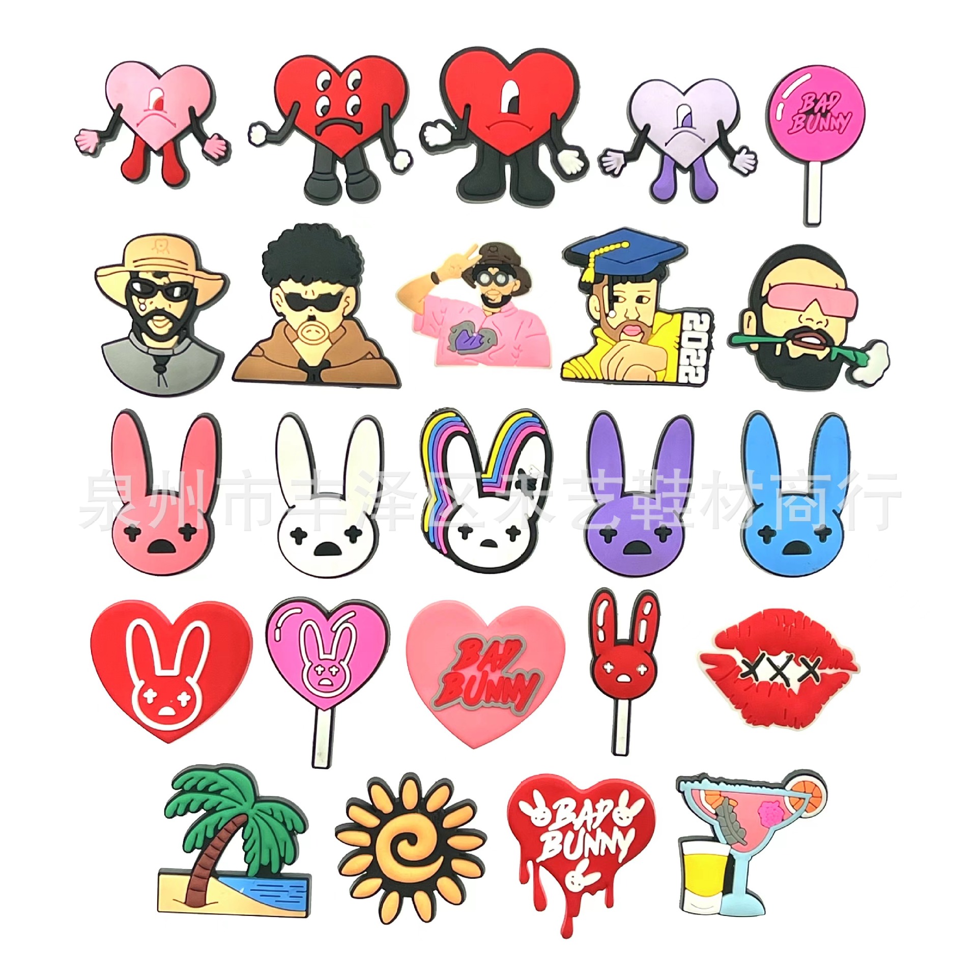 坏痞兔亚马逊洞洞鞋鞋花鞋扣组合套装 bad bunny欧美歌手鞋装饰扣