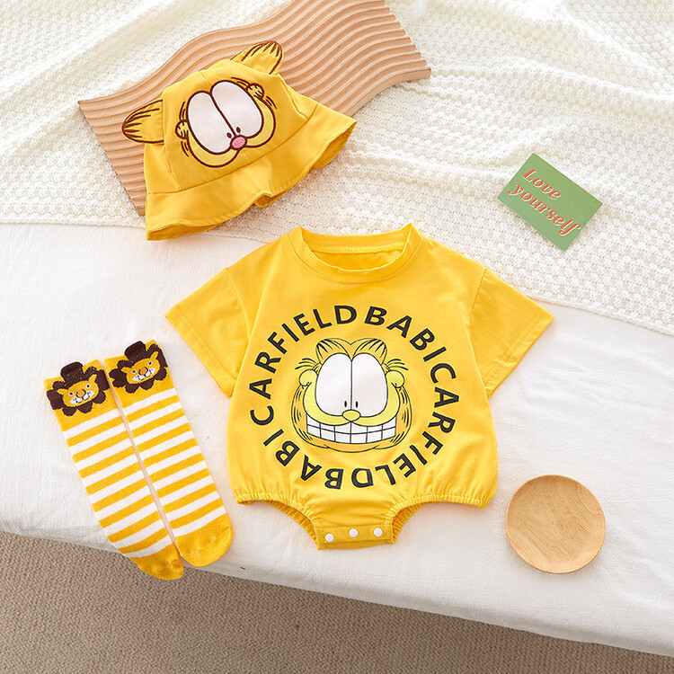 Infant Jumpsuit Newborn Half Sleeve Sheath Clothes Male and Female Baby Cartoon Printed Outing Clothes Triangle Romper Fashion Baby Clothes