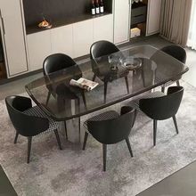 轻奢不锈钢餐桌后现代玻璃餐桌小户型家用意式简约时尚餐桌椅组合