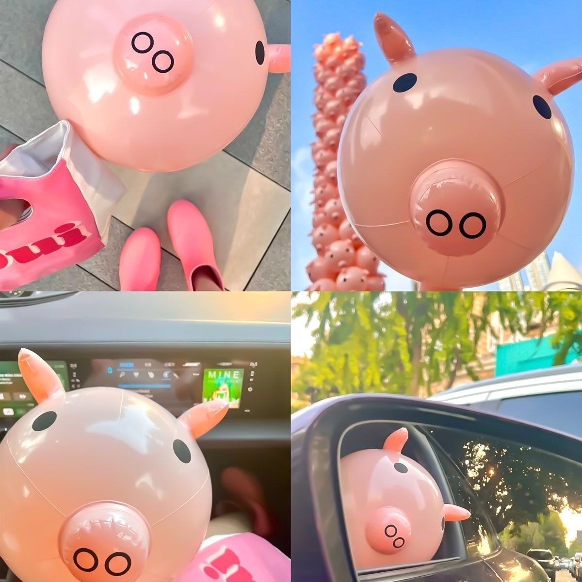 Tiktok Inflatable Luminous Pig Head Stick Frog Balloon Pink Pig Street Stall Fliggy Compressable Musical Toy Wholesale