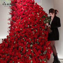 花红玫瑰花墙道具拍照假花道具假花背景装饰家居花束求婚布置