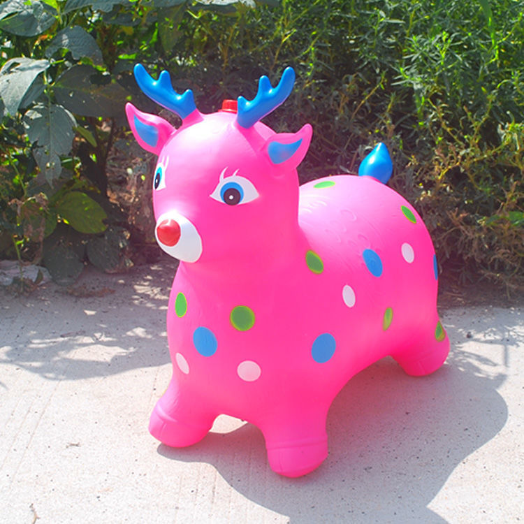 Inflatable Horse Toy Children Jumping Horse plus-Sized Thickened Jumping Deer Environmental Protection Rubber Outdoor Baby Music Horse Horse Riding