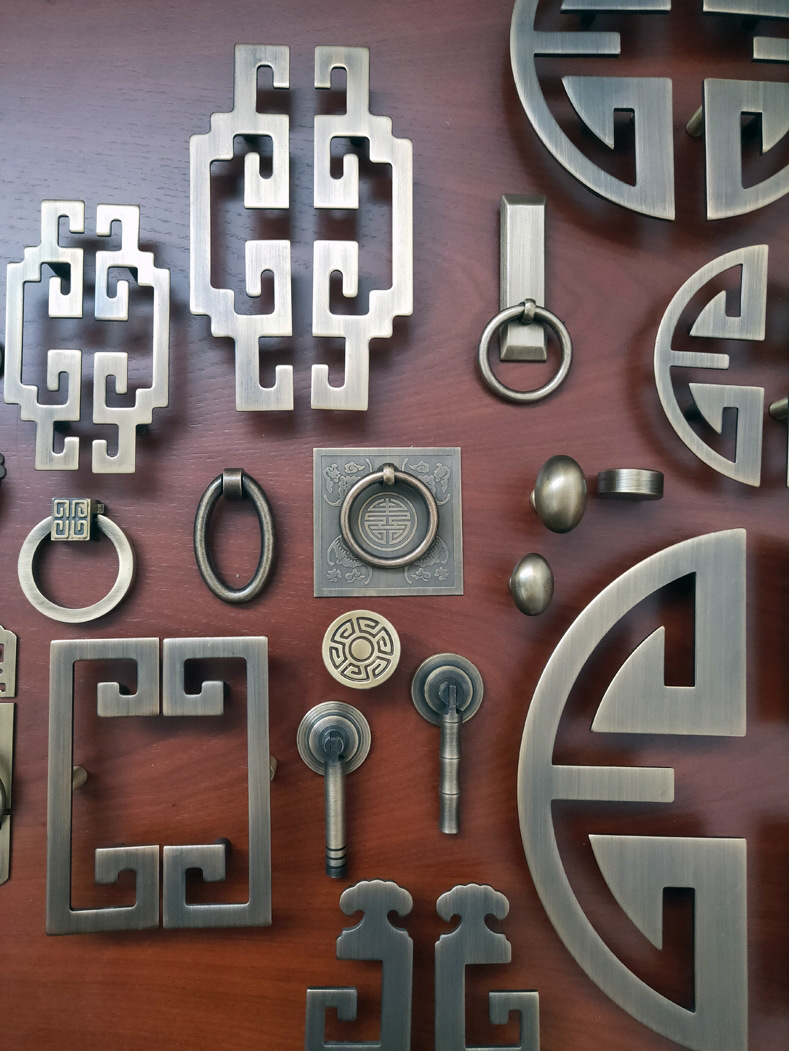 纯铜中式仿古铜做旧拉手衣柜子家具五金门把手青铜复古抽屉拉环