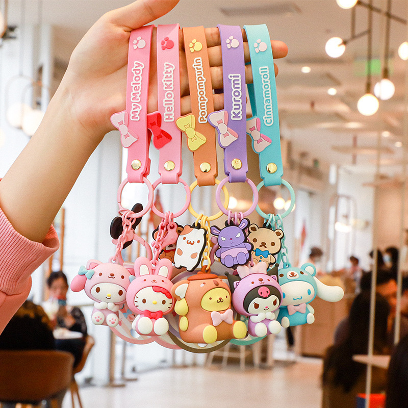 Sanrio Animal Clothing Series Pendant Melody Clow M Keychain Schoolbag Cartoon Girl Small Gift Wholesale