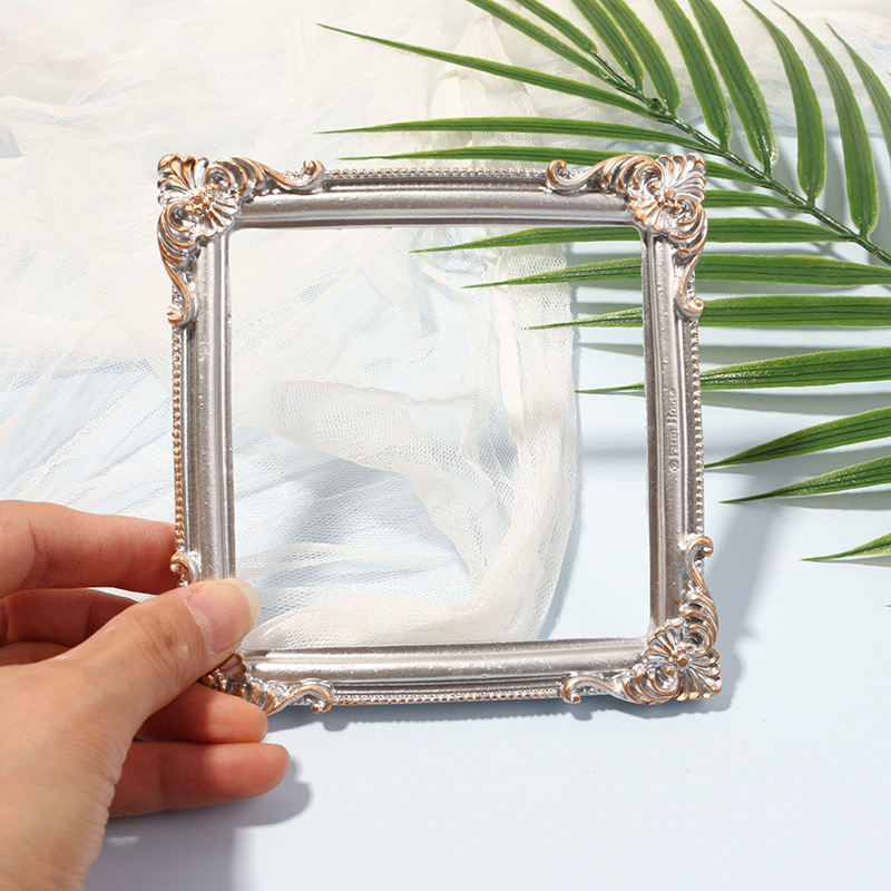 Mini Photo Frame European Ins Vintage Resin Photo Frame Relief Manicure Furnishings Ornaments Shooting Props Background