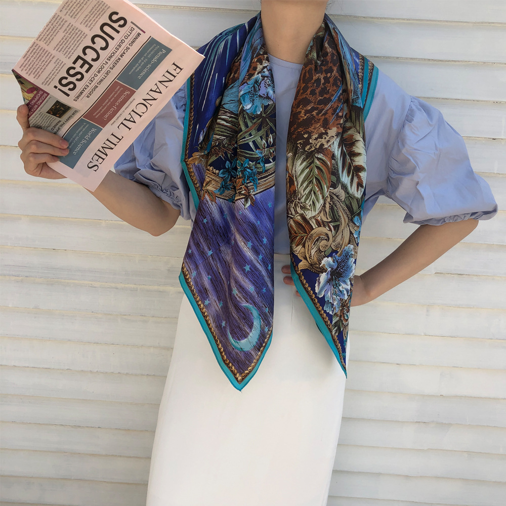 欧美轻奢真丝丝巾女士防晒大披肩桑蚕丝丝绸围巾送礼礼品围巾