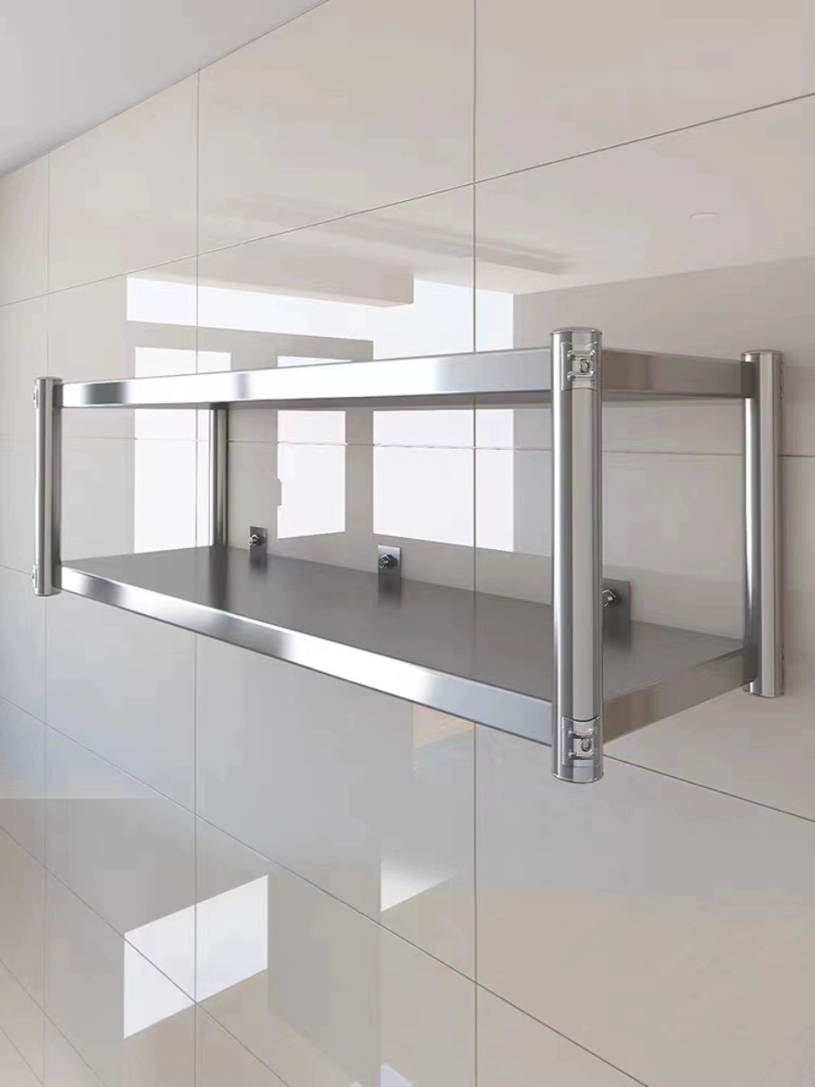 201不锈钢挂墙壁置物架架子墙上收纳壁挂吊架双层货架仓库二厨房