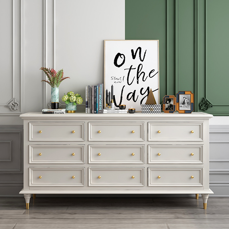 美式斗柜白色五六七八九斗柜橡木储物柜客厅靠墙收纳柜卧室抽屉柜