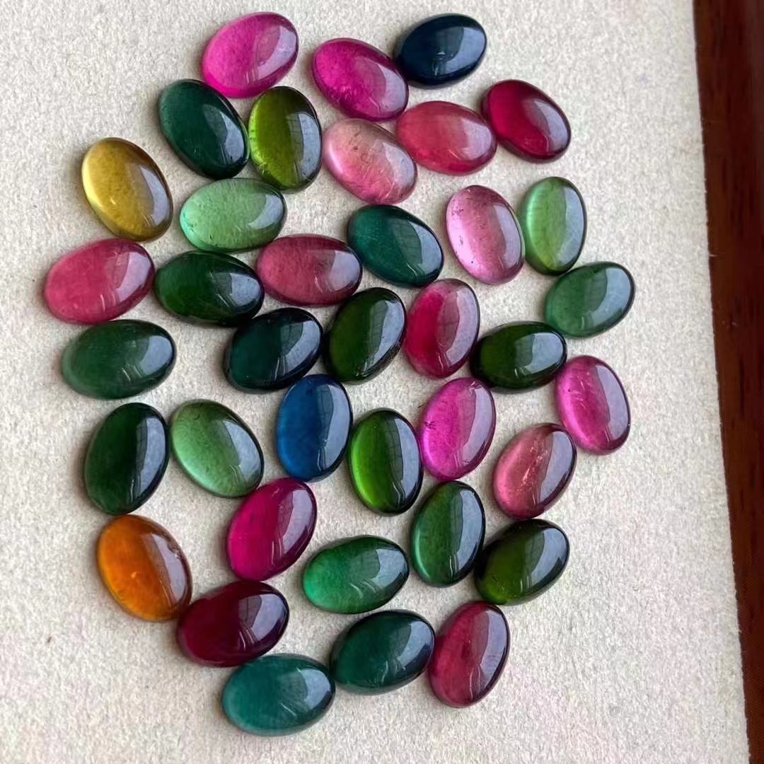 碧玺裸石巴西老矿料糖果碧玺戒名浓郁正色彩全净体性价比高7*10mm