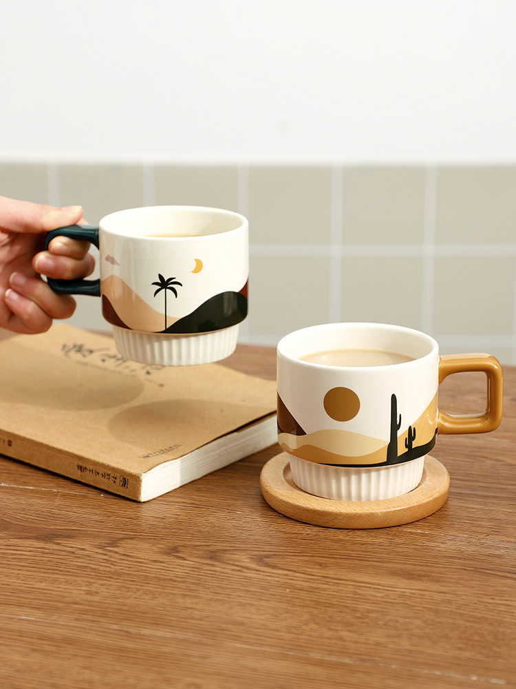 高颜值马克杯ins风设计感小众喝水杯办公室咖啡杯创意早餐牛奶杯