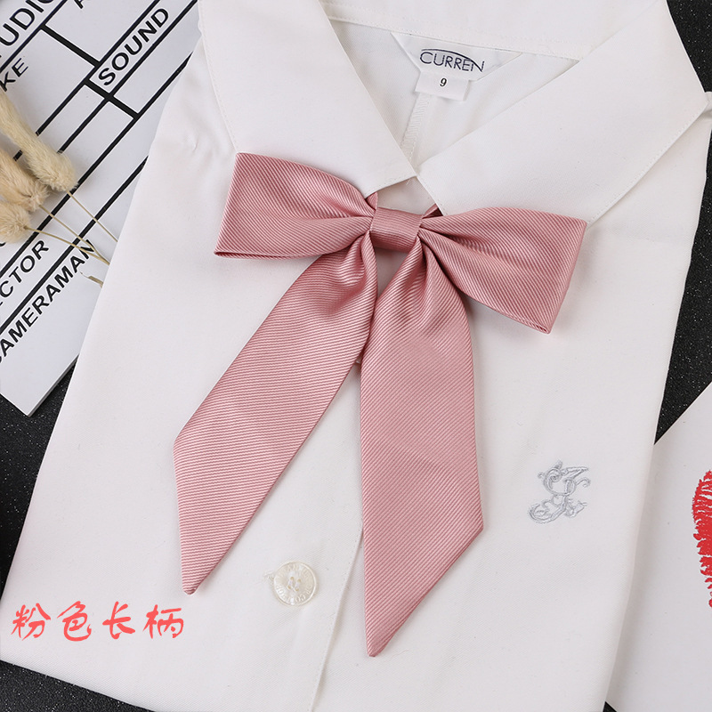 JK Preppy Style Bow Tie Bow Tie Solid Color Thread Long Handle Long Pointed Double-Layer Boxer Plaid Skirt Uniform Accessories