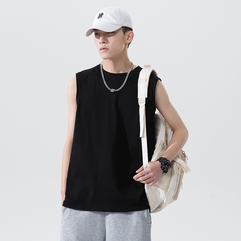 Men's Cotton Vest 2023 Summer New Japanese Fashion Brand Sleeveless T-shirt Loose Casual Base Base Top