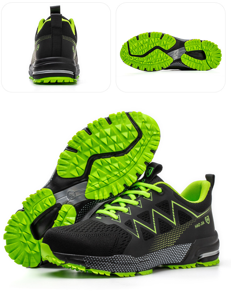 跨境飞织劳保鞋男透气轻便防砸防刺穿钢包头工作鞋安全防护鞋钢头