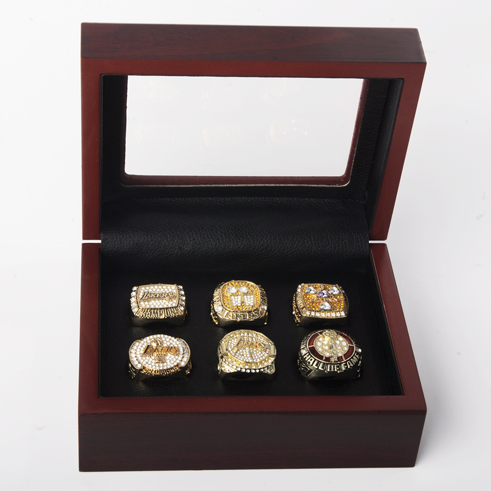 篮球nba洛杉矶湖人队科比5枚 1枚科比名人堂总冠军戒指礼盒套装