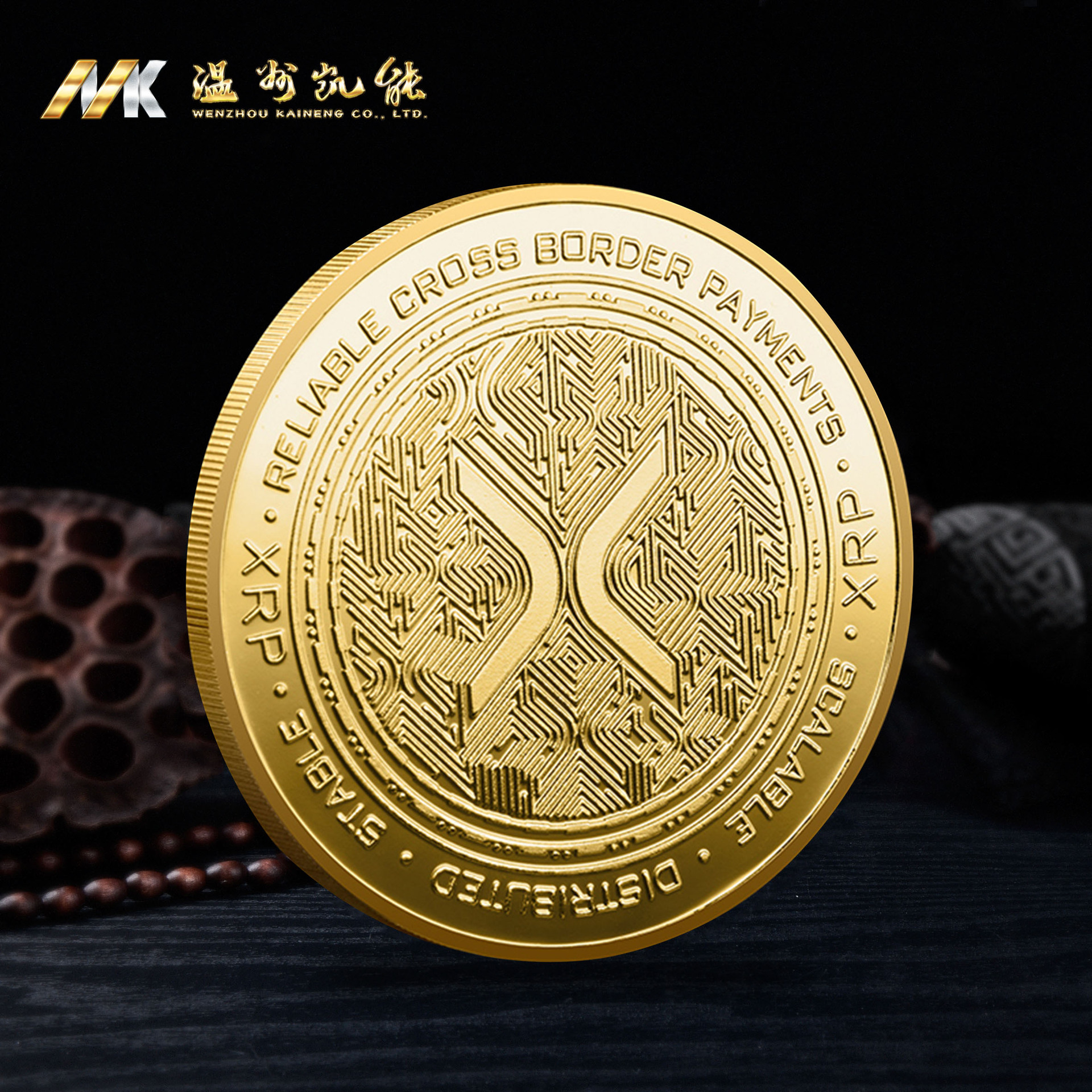 厂家批发新款瑞波币金属纪念币 比特币xrp币外贸专供虚拟币纪念品