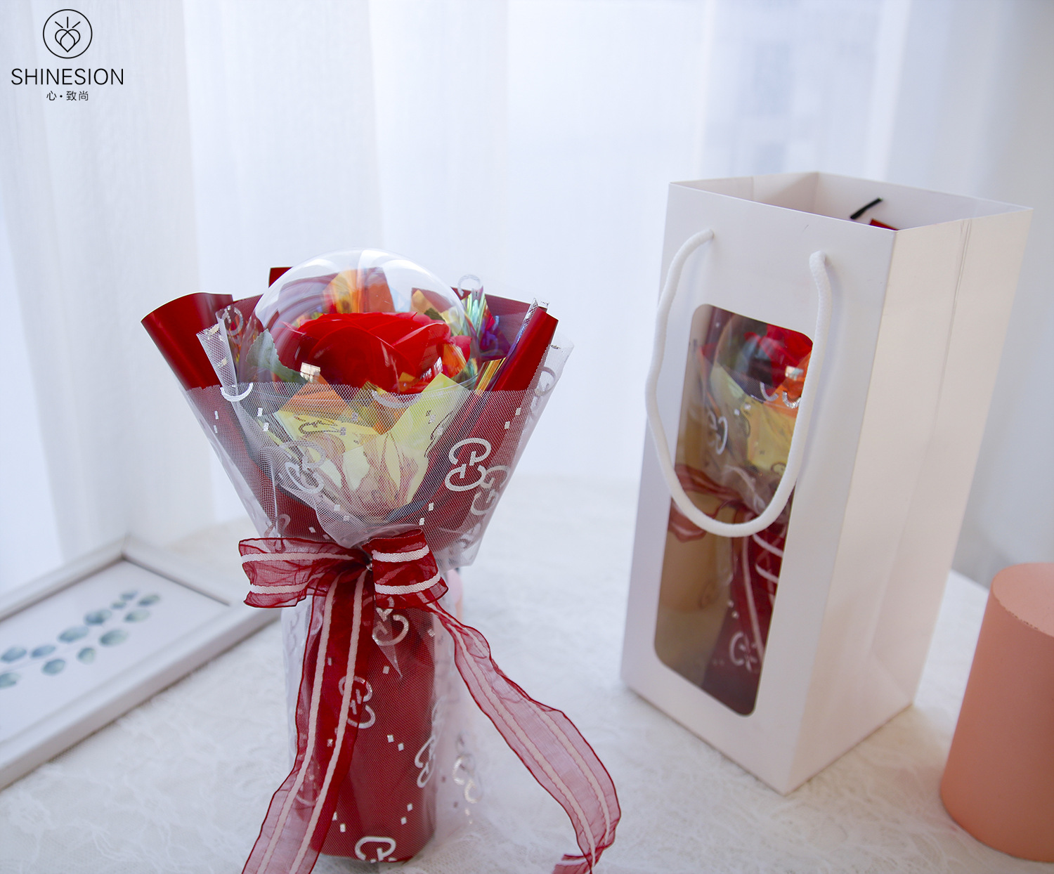 2021教师节新款 水果球单支花束 手提袋 创意礼品套装