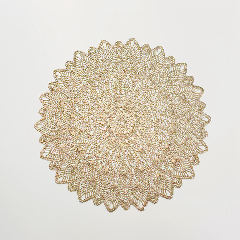 european entry lux feather pattern placemat home decoration pvc stain-resistant scratch-resistant washable decorative placemat heat proof mat
