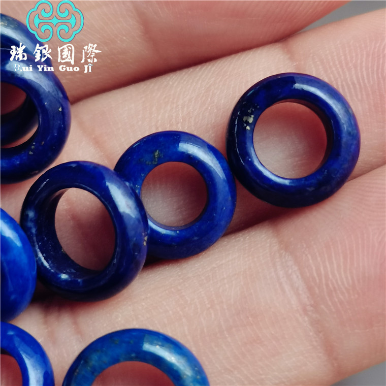 阿富汗天然青金石甜甜圈跑环环扣少白金diy配饰配件青金石跑圈