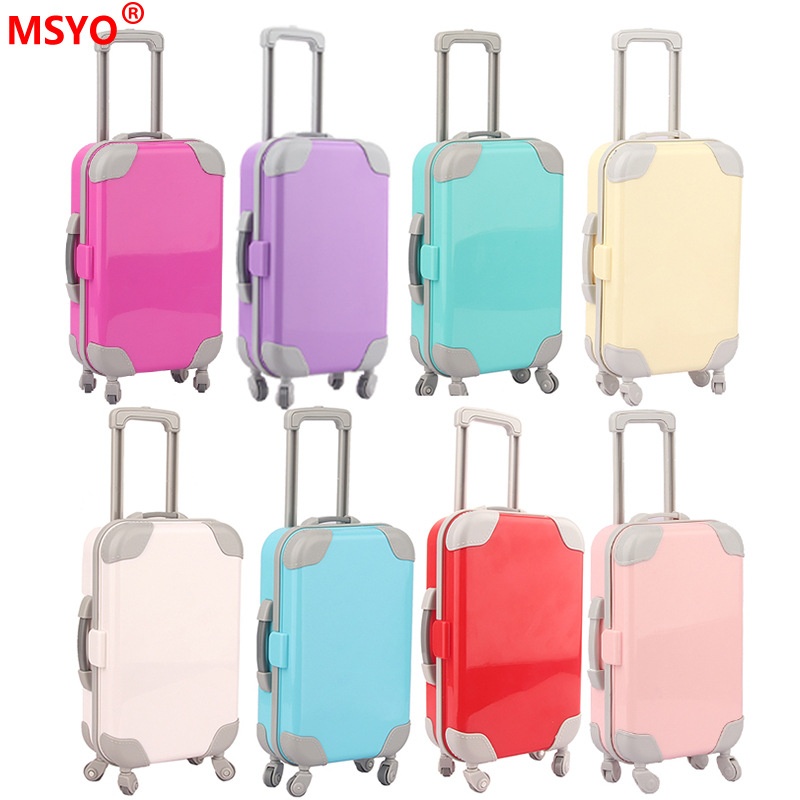 18-Inch American Doll Transparent Luggage Americangirl Doll Trolley Case Travel Suitcase Wholesale