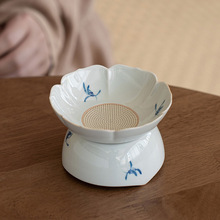 仿古手绘兰花茶漏公道杯一体茶滤陶瓷茶具配件茶叶过滤滤茶器茶隔