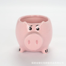 创意礼品广告异型动物杯小萌猪造型陶瓷杯贴花彩绘杯3D陶瓷马克杯