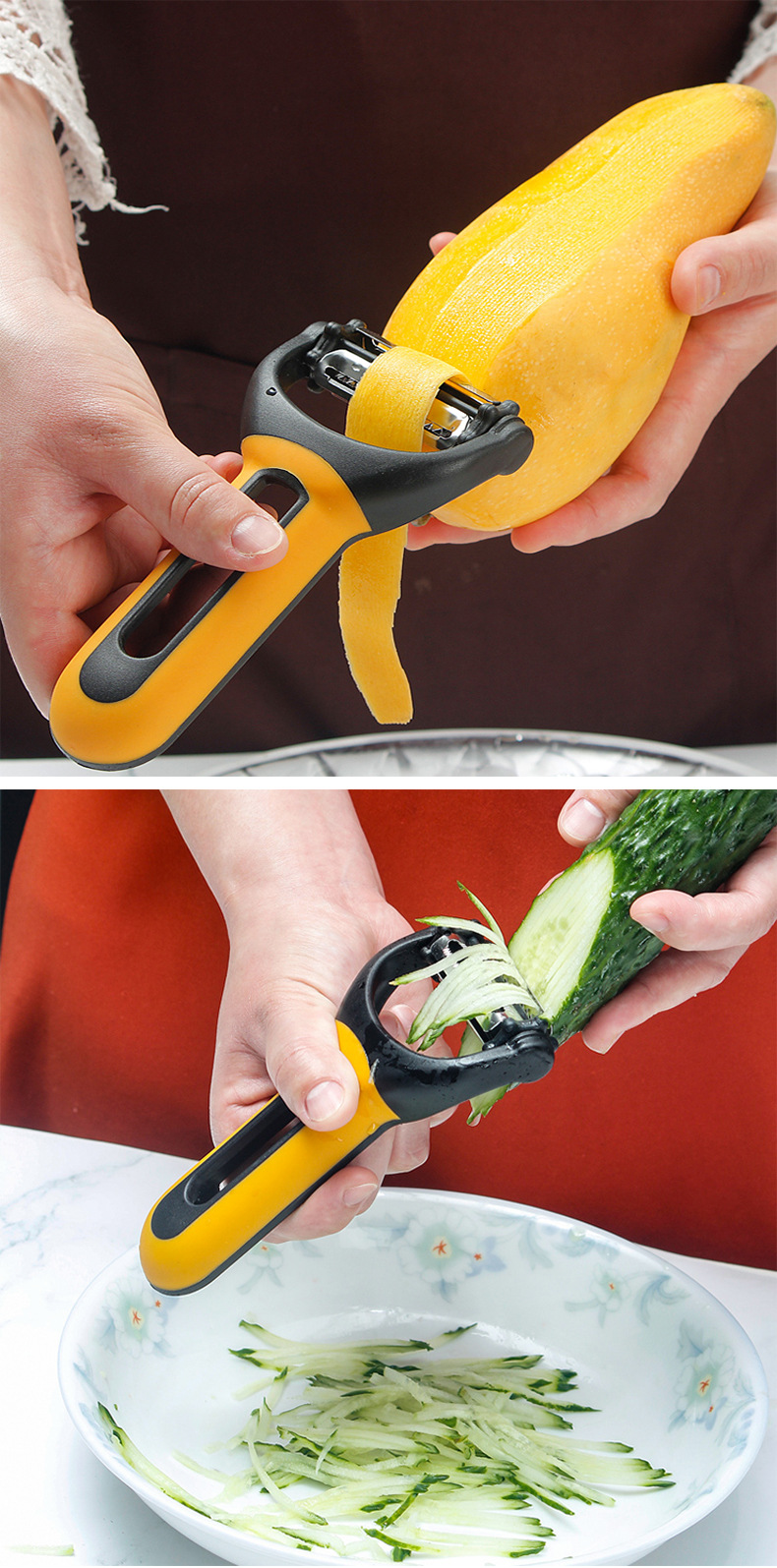 不锈钢削皮刀家用三合一蔬菜水果多用瓜果刨舒适手柄厨房小工具