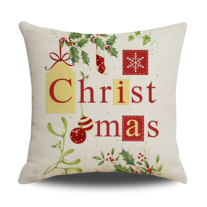 Cross-Border Santa Claus Elk Sofa Linen Pillow Cover Home Decorative Gift Holiday Pillow Cushion Cover Wholesale