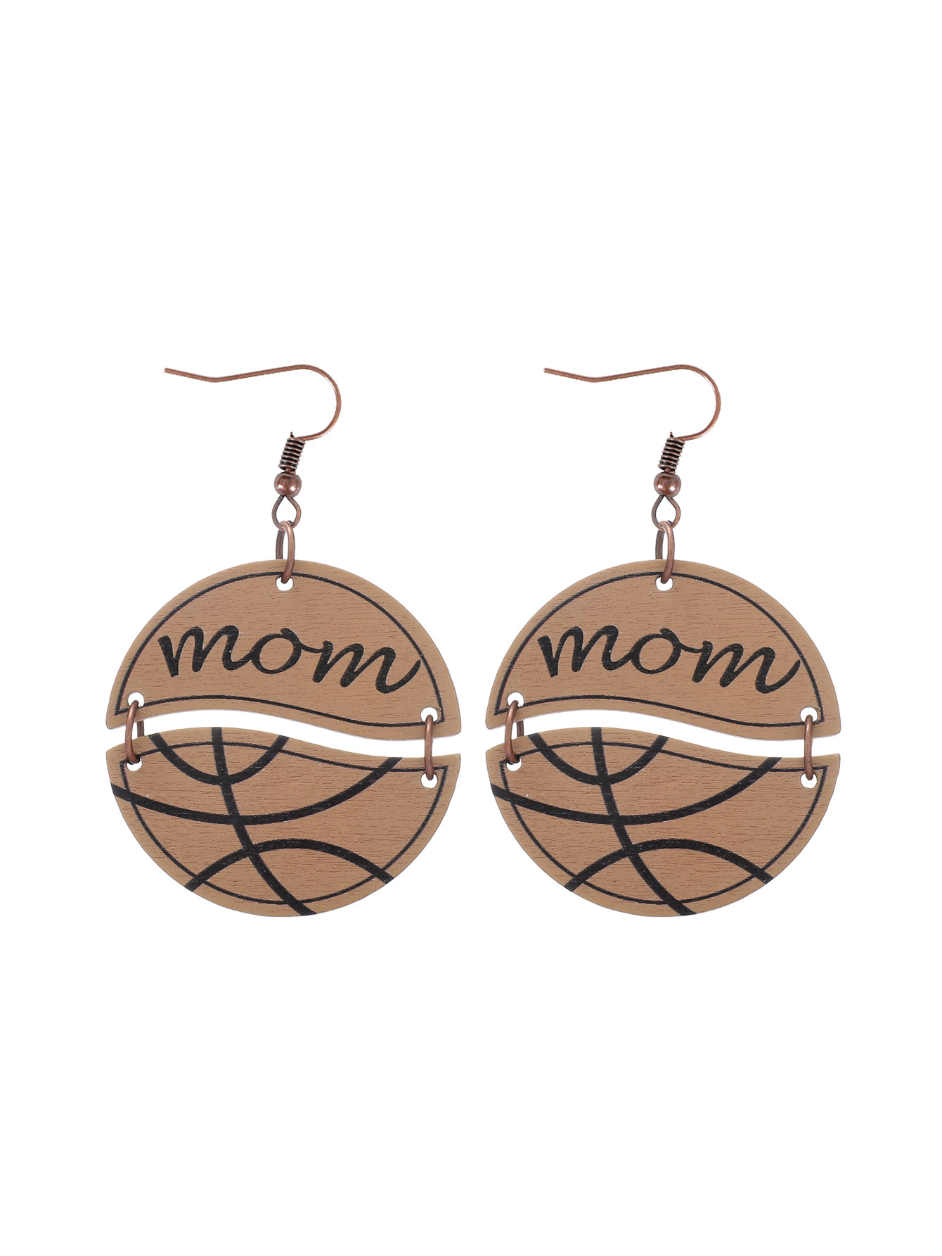 Cross-Border English Mom Letter Baseball Basketball Wooden Earrings Earring Pendant for Ladies Aliexpress Amazon