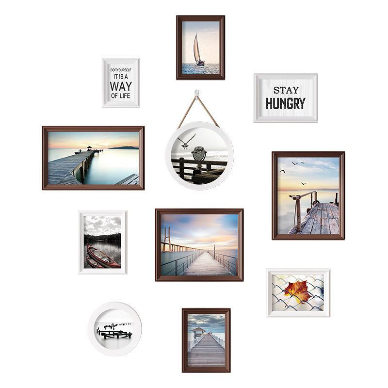 照片墙相框挂墙婚纱照组合打印加画框木质冲印家庭相册墙-阿里巴巴