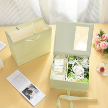 新款果绿色透明开窗礼品盒创意玫瑰花生日礼物盒伴娘伴手礼礼盒子