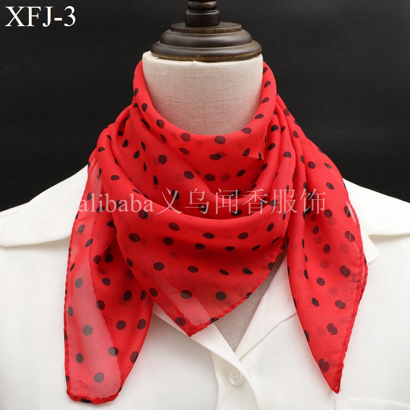 Elegance Retro Small Polka Dot Square Scarf Women's Hot Selling Chiffon Thin Silk Scarf Sunscreen Neck Protection Scarf Scarf Polka Dot Small Scarf