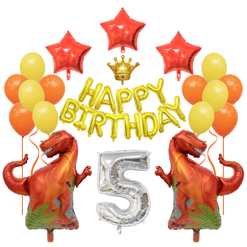 Dinosaur Balloon Set Happy Birthday Set Party Theme Decoration Background Aluminum Film Balloon