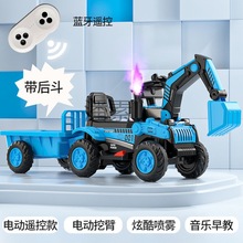 Ps新款儿童充电挖土机四轮玩具车可坐男女孩电动遥控儿童挖掘机后
