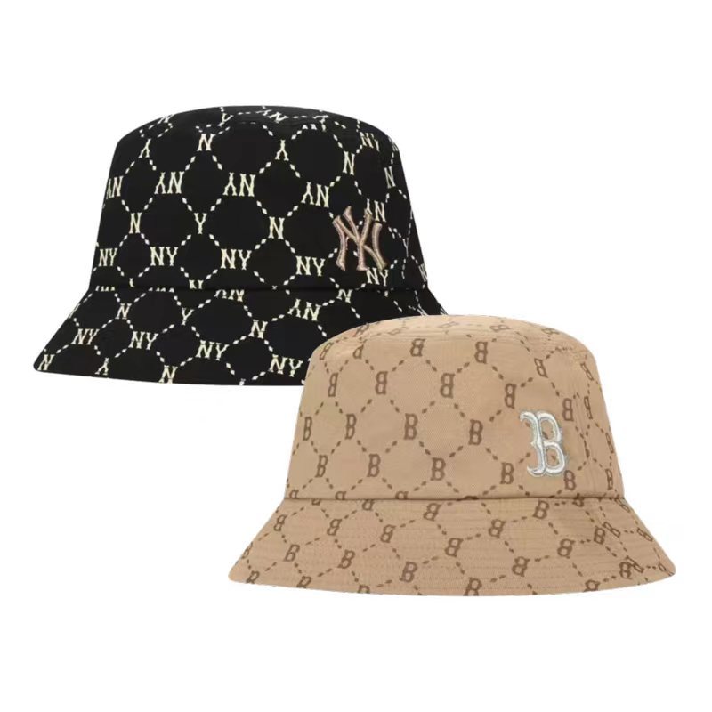 韩国mlb帽子洋基渔夫帽男女同款防晒大檐ny遮阳帽潮牌盆帽老花la