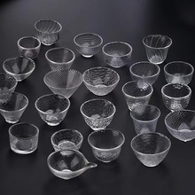 批发日式透明锤纹玻璃茶杯品茗杯主人杯单杯家用小茶杯茶碗茶具