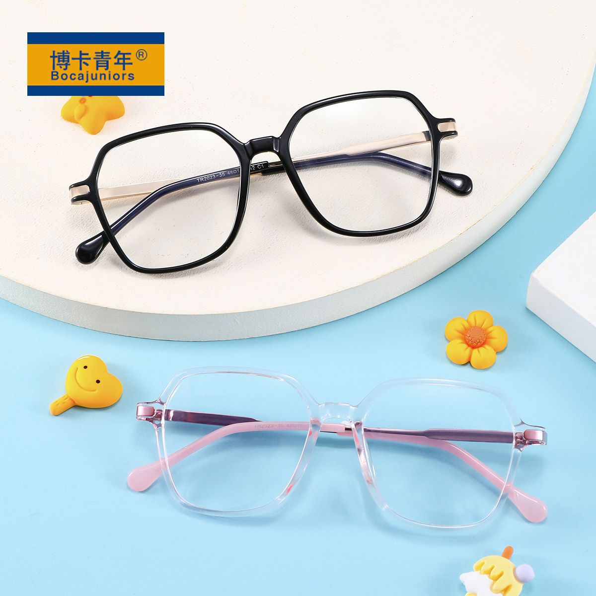 新款2024时尚平光镜防蓝光眼镜男女儿童潮流方框护目镜 jh2023-35