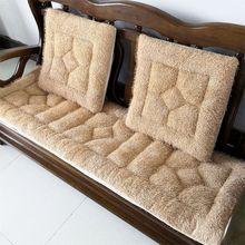沙发垫冬季加厚毛绒坐垫实木红木双人三人组合长椅联邦椅垫独立站